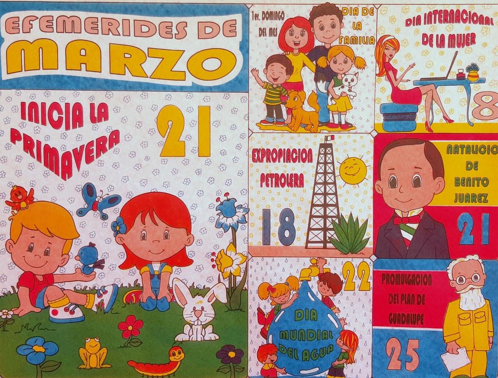 222 Mural Efemerides De Marzo 6 125x125cm Mayoreo Didactico